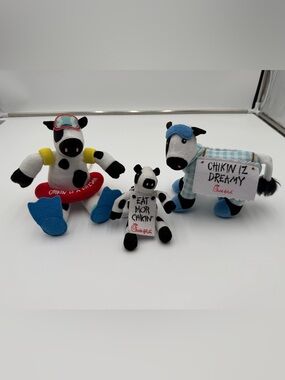 Chick-fil-A Cow Plush Lot 3 Eat Mor Chikin Stuffed Animal Toy Set